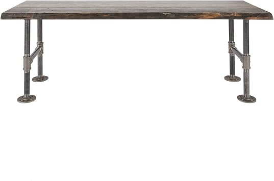 Restore by Pipe DECOR Live Edge Wood Accent Bench 48 in. x 16 in. x 17.75 in. Reclaimed Ponderosa Pine Wood in Boulder Black with Industrial Pipe Legs