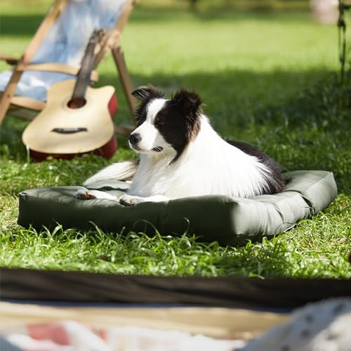 BEDSURE Hundekissen Grosse Hunde waschbar - 91x68cm hundematratze L für große, mittelgroße Hunde Outdoor gepolstert Hundematte grün in 10cm Höhe