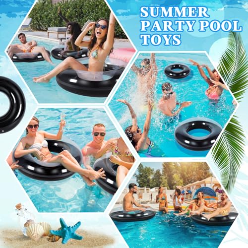 Vertintong 1 Pack 41 Inch Inflatable Pool Floats for Women Swimming Pool Rings Summer Tubes for Floating Beach Pools Summer Party (Black) - image 6