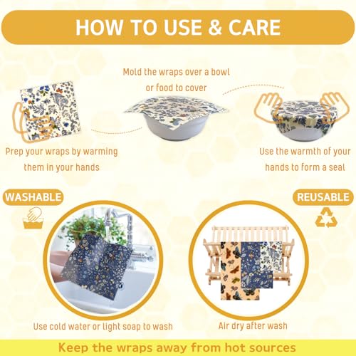 image for BYTTME Reusable Beeswax Wrap - 9 Pack Beeswax Wraps for Food, Eco-Frie