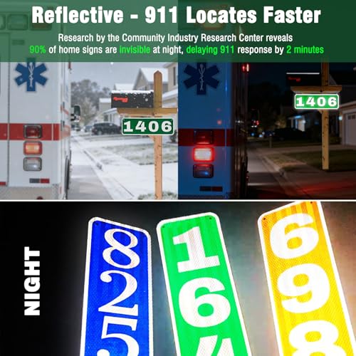 Image of Reflective House Numbers Address sign - Rustproof Metal Signs for Outside