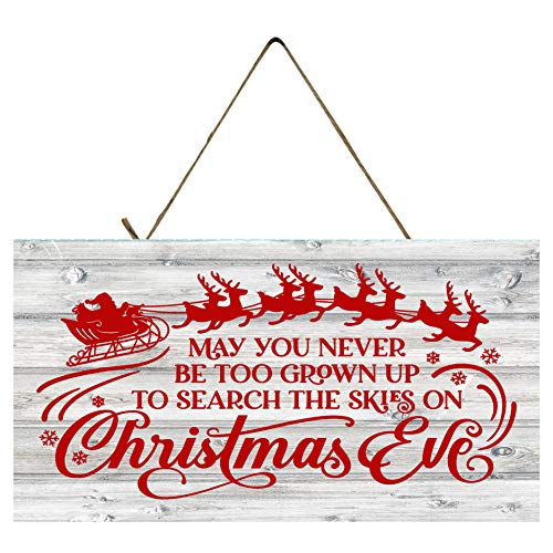 Red May You Never be Too Grown Up Christmas Decor Hanging Wood Wall Sign, Rustic Farmhouse Merry Holiday Signs, Wood Sign, Christmas Wall Decorations, Twisted R Design 5x10in