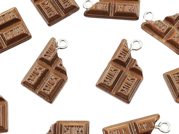 Amazon.co.jp: [ファイニエ] チャーム チョコ 食べかけの板チョコ 10個