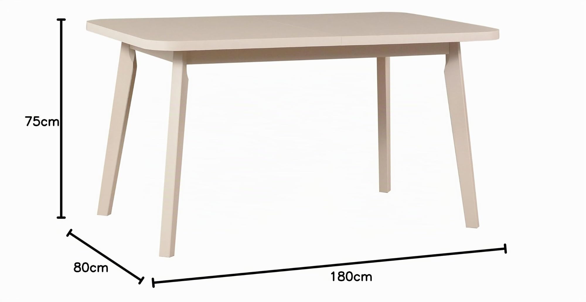 Table de salle à manger extensible, ovale, table de cuisine, pieds en bois en cachemire, plateau en cachemire, style moderne, pour 6 à 8 personnes, 80 x 140-180 cm