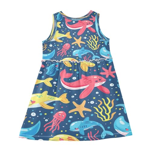 Girls Sleeveless Dress Sea Ocean Fish Tank Dresses Summer Sundress2