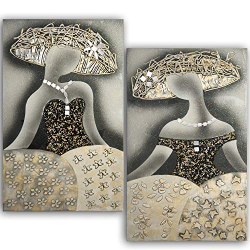 DONREGALOWEB Set 2 Cuadros Meninas con espejitos Grises y Beige 50x80 cm(Alto)...