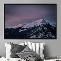 Framed Canvas Wall Art Snow Mountain Cool Expressive Farmhouse/Country Landscape Mountain Top Multicolor Photography Portrait Realism - 16x24 inches