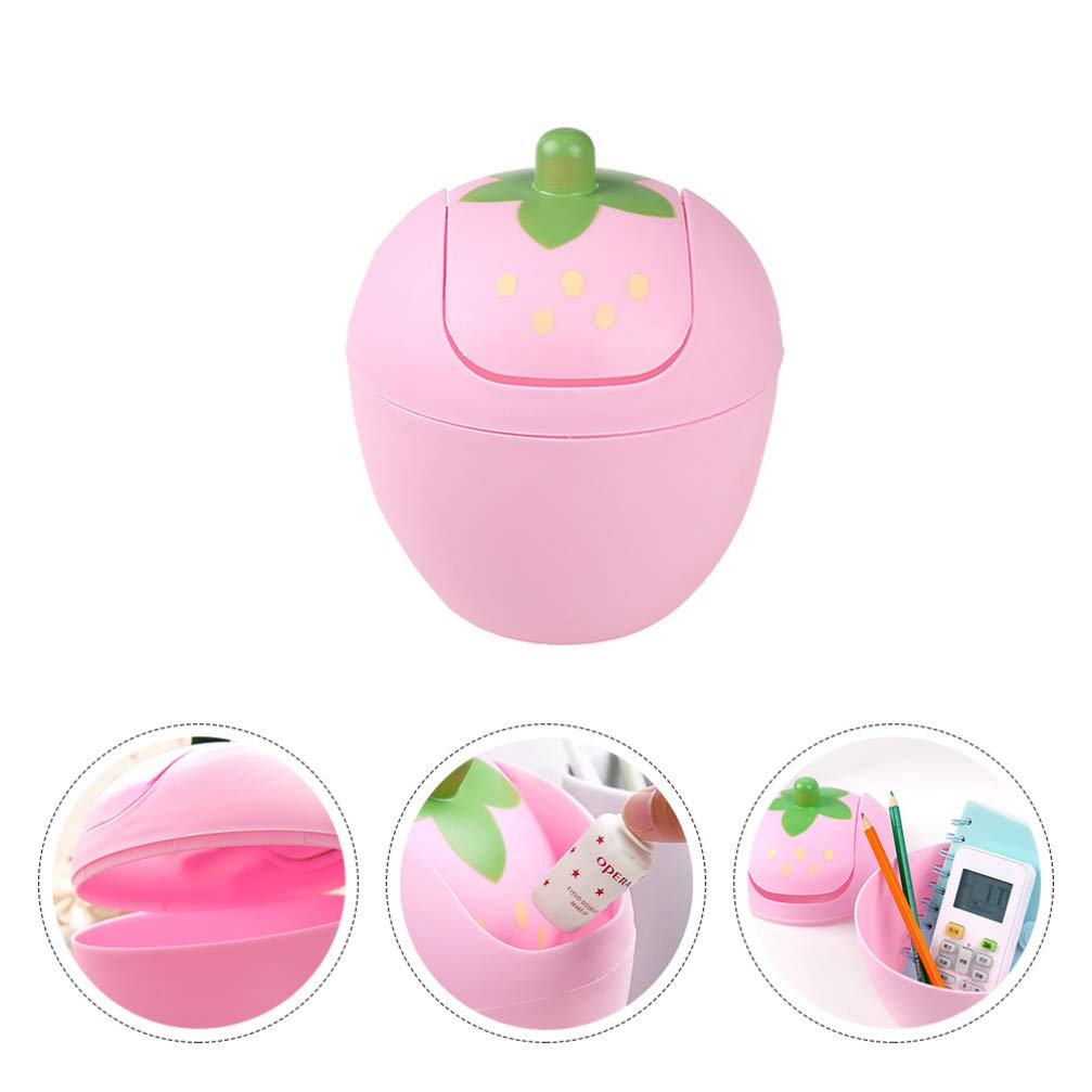 NUOBESTY Pink Plastic Mini Trash Can with Swing Lid, Fingerprint Resistant and Stain Proof, Ideal for Desktop, Office, Home, Bathroom, Kitchen, and Laundry Room
