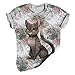 Tee Shirt Femme Impression Chat Animal Floral Manche Courte Col Rond Tshirts Sexy Chic Sports Tshirts Slim Respirant Décontracté Pas Cher T Shirt Sweatshirts Haut Femmes Printemps Eté