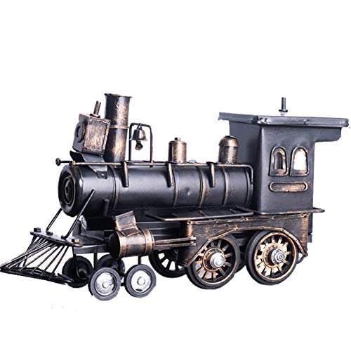 Locomotora de vapor de estilo retro industrial coleccionable para adorno de mesa de salón 2