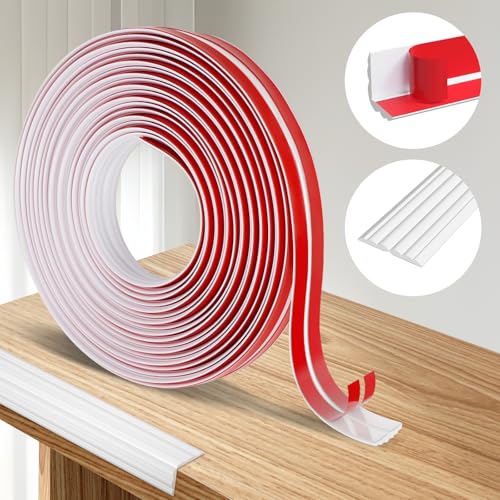 Hossom Rodapies Autoadhesivo, 20mm x 6M Rodapie PVC Cenefa Adhesiva para Pared, Rodapié de acabado Flexible Zocalo Listón de Sellado de Juntas Ideal para Cocina y Baño, Blanco