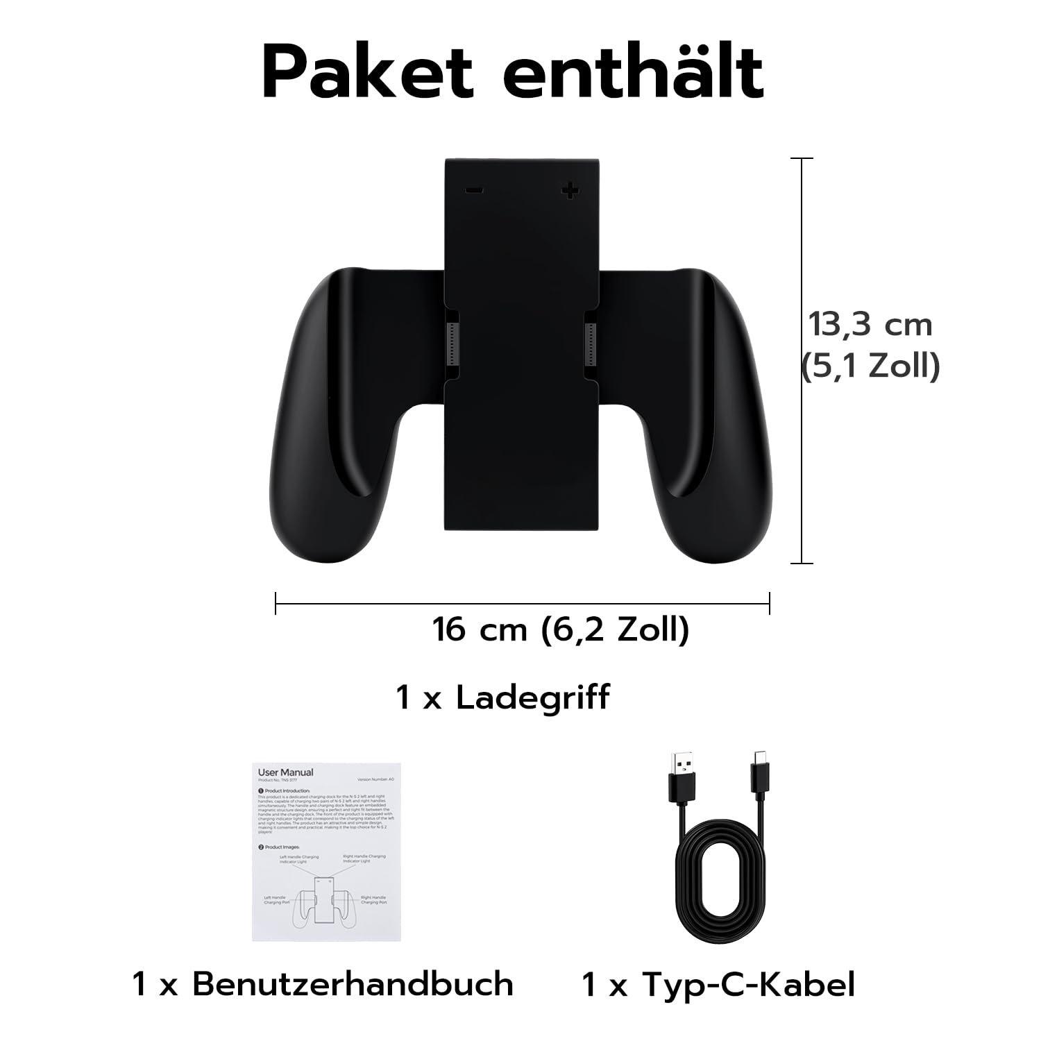 Tolesum Aufladehalterung für Switch 2,Ladegriff mit Ständer für Joy Con 2,Magnetischer Ladestation Controller Griff für NS Switch Joycon 2 Zubehör