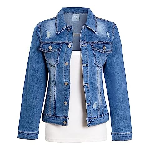 SS7 Girls Distressed Denim Jacket in Blue Cover
