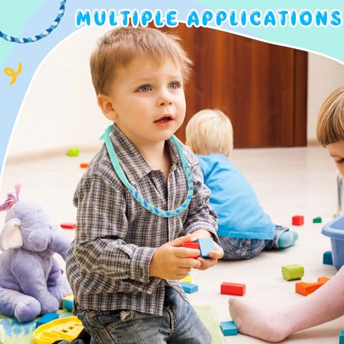 Image of Henoyso 12 Pack Sensory Chew Necklaces Kids Soft Terry Cloth Oral Motor Teething Toys for Boys Girls, Reusable Chewy Jewelry for Focusing & Calming(Twist Style,Adventure Ready Color)