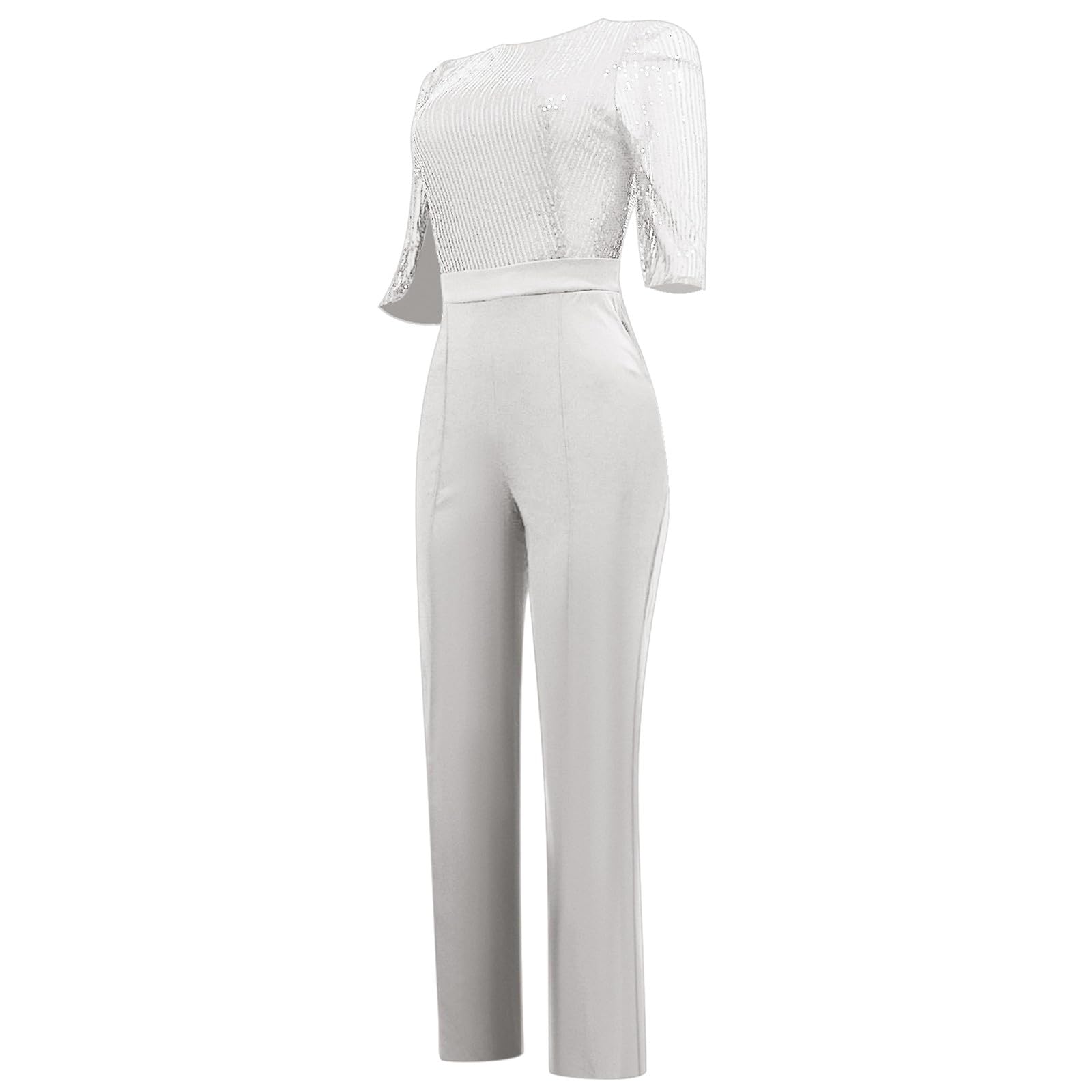 Tuta Intera Elegante, Tute Donna Eleganti casual a maniche corte paillettes e pantaloni lunghi dritti