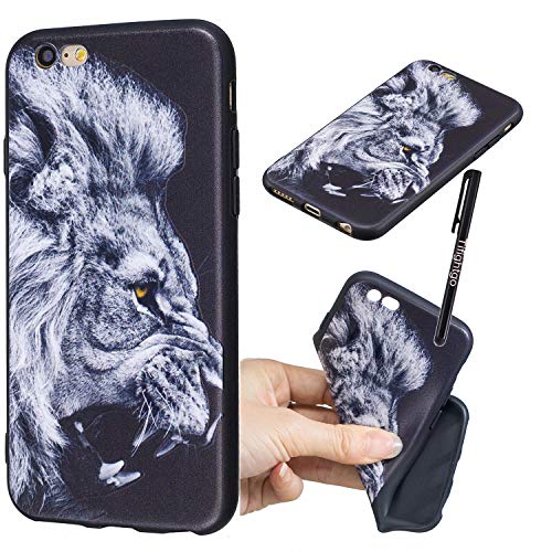 iPhone 7/8 Silicone Case，Tifightgo Luxury Fashion Black Lion Varnished Oil TPU Soft Silicone Shell Thin Slim Soft Cover Case for iPhone 7/8