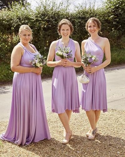 Image of Women's Short Convertible Dress with Bandeau High Low Infinity Bridesmaid Dresses Multi-Way Transformer Formal Dress