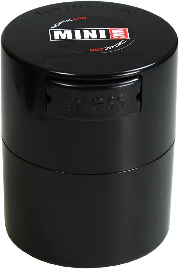 Minivac - 10g to 30 grams Airtight Multi-Use Vacuum Seal Portable Storage Container for Dry Goods, Food, and Herbs - Black