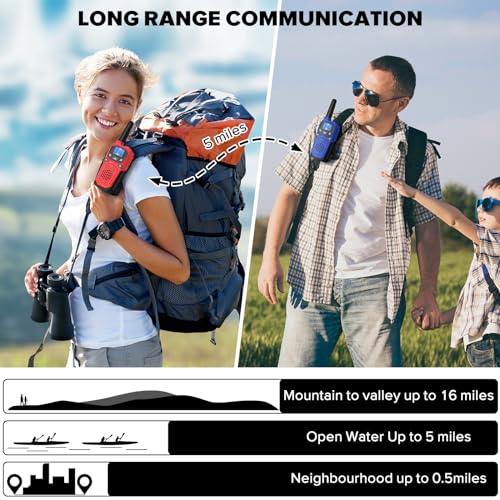 Walkie-Talkies-for-Adults-WokTok-Long-Range-2-Way-Radio-for-Camping-Hiking-Hand-Held-Hiking-Accessories-Camping-Gear-Xmas-Birthday-Gift-for-KidsSOS-SirenNOAA-Weather-Alert4-Radios