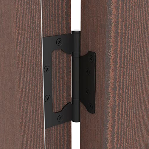 Jeuihau 12 Pack 4 X 3 Inch Black Non Mortise Door Hinges, Stainless Steel Door Hinges With Mounting Screws, Non-Mortise Mute Door Hinges For Heavy Weight Door, Cabinet #TOP5