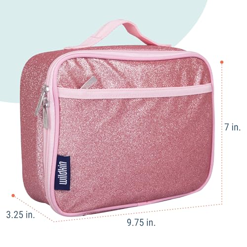 Wildkin Kids Insulated Lunch Box, Keeps Food Hot or Cold, BPA-Free with Mesh Pockets & Easy-Clean Lining – Ideal for School, Travel & Daycare – Pink Glitter by Wildkin - Image 3