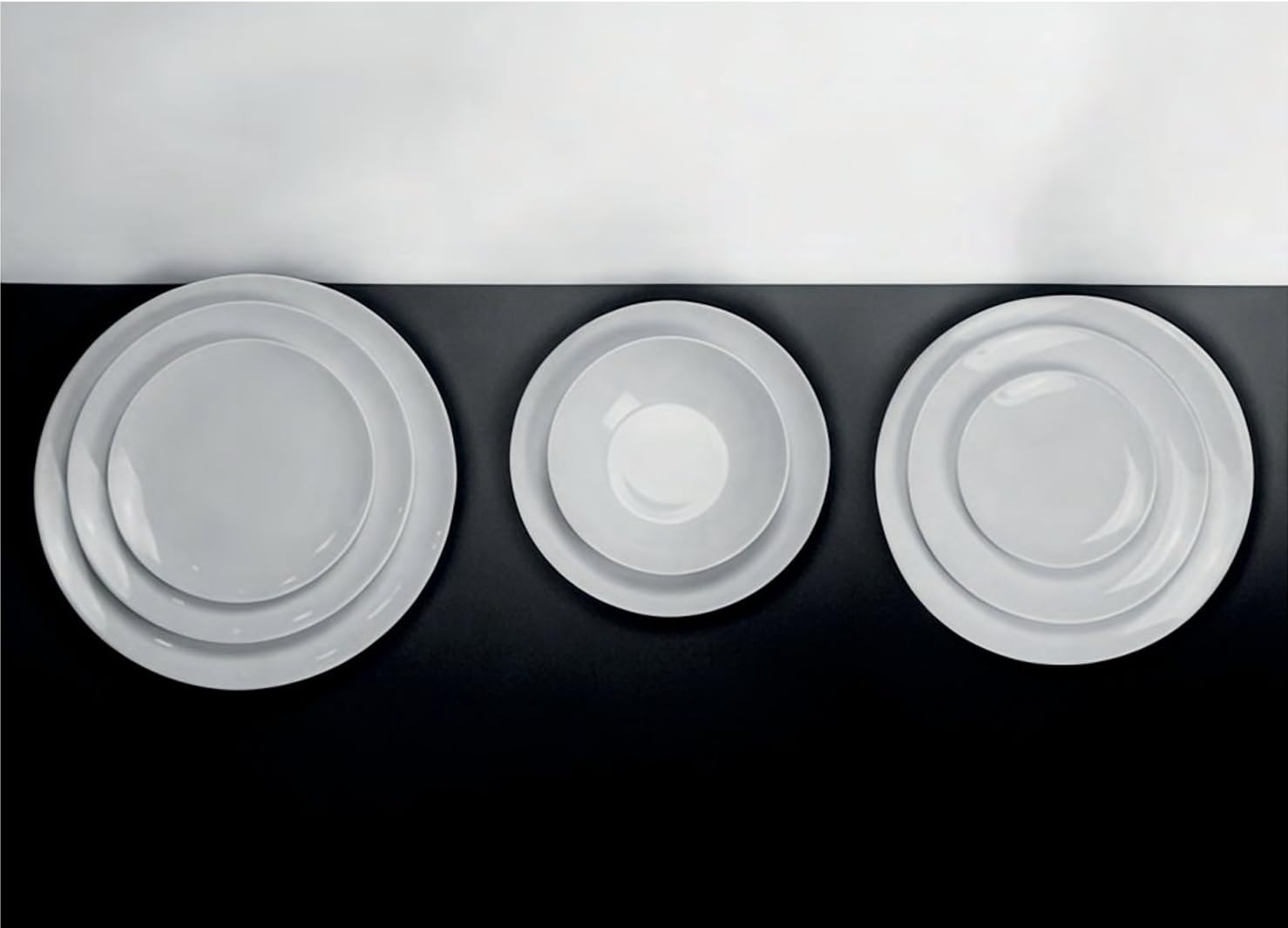 summa Pack de 6 platos llanos coupe blancos - 32cm - Colección Alba - Platos de Porcelana de altas prestaciones - Diseño elegante - Uso en casa y restaurantes