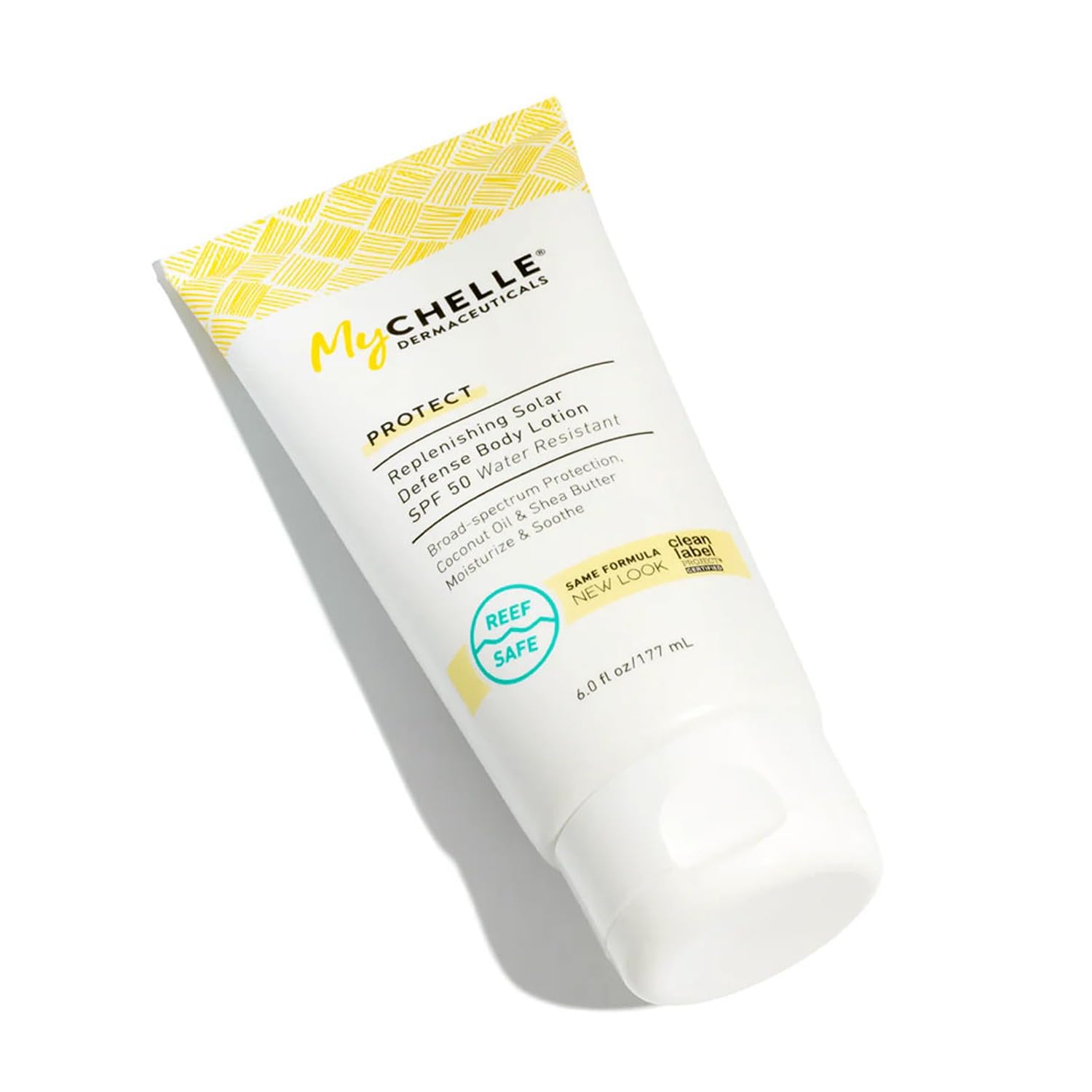 MyCHELLE Dermaceuticals Replenishing Solar Defense Body Lotion SPF 50 (6 Fl Oz) - Moisturizing Reef Safe Sunscreen with Coconut Oil and Shea Butter - Water Resistant for 80 Minutes