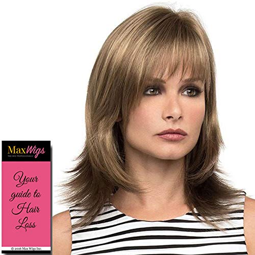Miniatura 3 de Peluca Gigi color 38 gris oscuro 8 pulgadas longitud al hombro coqueta capas largas Kanekalon sintético monofilamento superior Wispy Face Framing