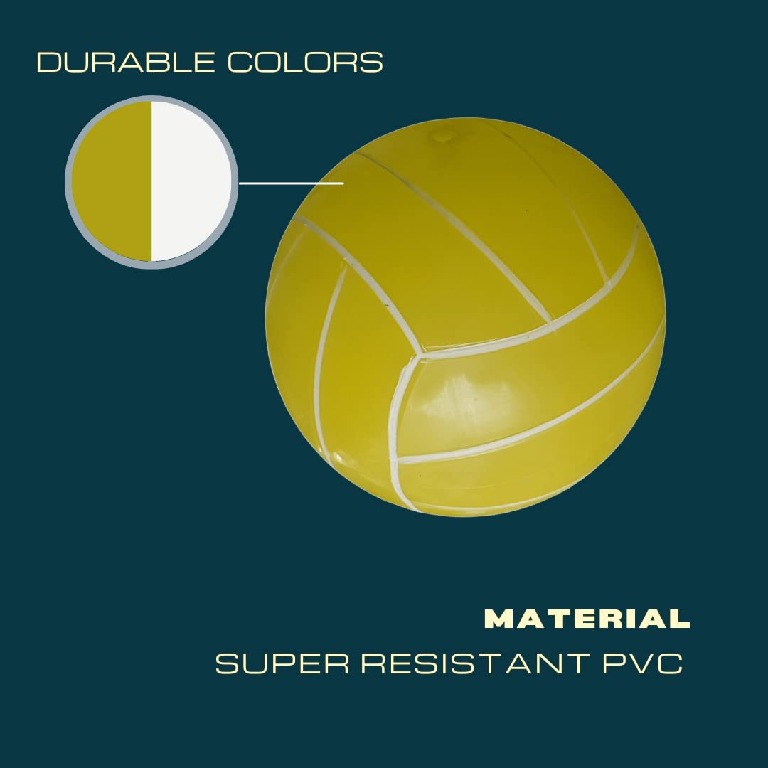Jupiter Industries® Inflatable Vinyl Ball for Swimming Pool & Garden with 2 Inflating Pins - PVC Ball for Kids use at Pools, Beach, Outdoor & Indoor Play | Size : 22cm (9 Inches) | Yellow Stripes (HB) 2
