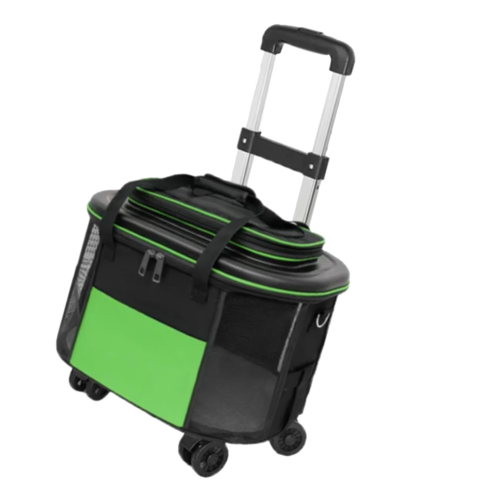 Pongnas Maleta Portátil para Mascotas con Ruedas – Transportín Transpirable para Perros/Gatos para un Viaje Seguro, Elegante Maleta Verde (Green)