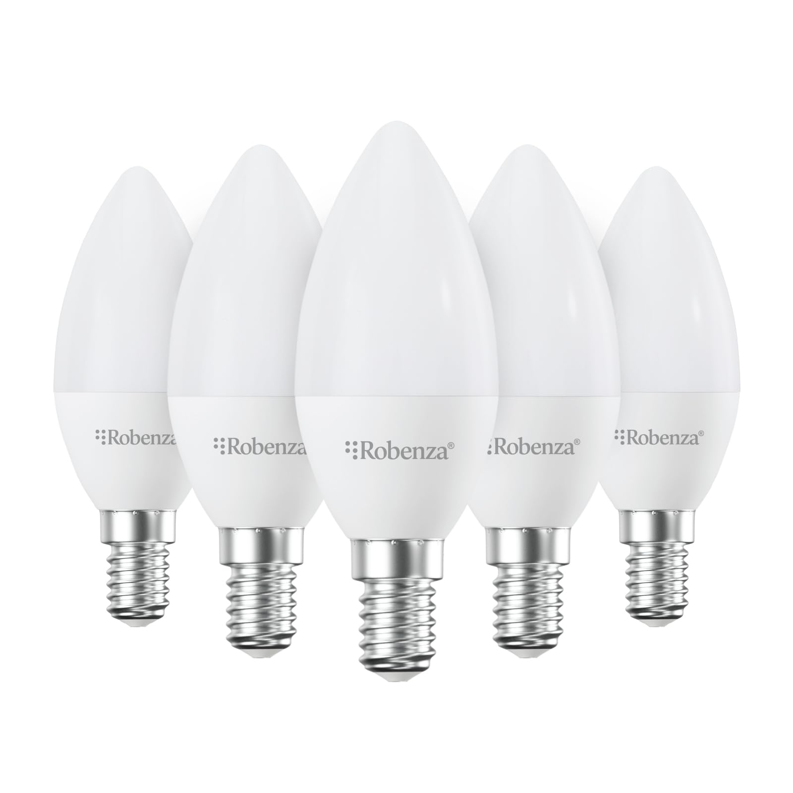Robenza E14 LED Dimmable Candle Bulbs C35, 4.8W (40W Equivalent), 470lm Bright Daylight 6500K, Energy Saving SES Small Edison Screw Decorative Chandelier Ceiling Light Bulbs - Pack of 5