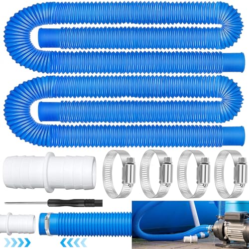 Kohriuk 2 Piezas Manguera De Piscina 32mm Tubo Piscina 150cm Tubo Depuradora Piscina Con 4 Abrazaderas Metálicas 1 Destornillador 1 Adaptador De Manguera Repuesto
