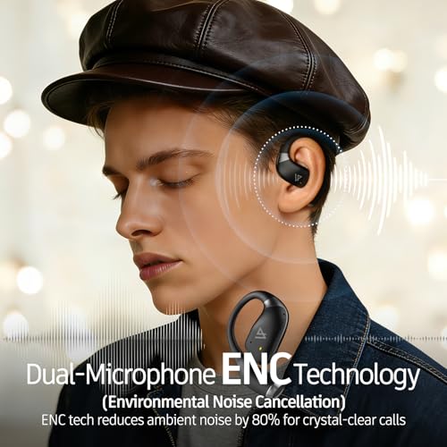 Image of LYPERTEK SOUNDFREE S40 Wireless Open Ear Earbuds, Bluetooth 5.4, 40H Playtime, 2-Mic ENC Noise Cancelling, IP55 Waterproof, 8.3g Lightweight Sports Earphones with Ear Hooks for Running Gym Workout