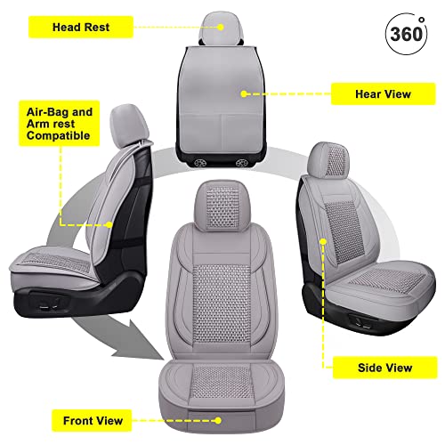 Lingvido Leather Car Seat Covers,Breathable And Waterproof Faux Leather Automotive Seat Covers For Cars Suv Truck Sedan,Universal Anti-Slip Driver Seat Cover With Backrest (Full Seat, Ice Gray) #TOP4