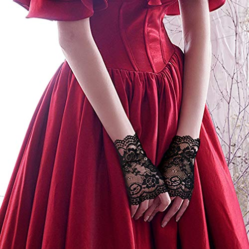 Obmwang 2 Pairs Women'S Lace Gloves Fingerless Floral Gloves Bridal Prom Gloves For Wedding Party Costume Accessories thumb #5