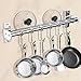 EINFAGOOD Pot Rack, Kitchen Hooks Rack 6 Hooks with Knife Holder and Pot Lid Rack，Stainless Steel Double Pipe 15.75” Long (Polished Finish)