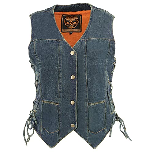 Image of Milwaukee Leather Women's Premium Denim Motorcycle Rider Vest | MDL