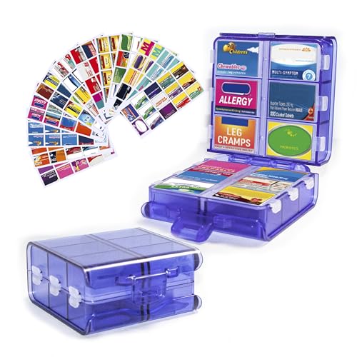Large Pill Organizer with Medicine Labels, Pill Dispenser 12-Compartment Travel