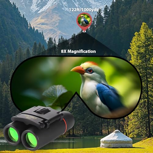Image of Binoculars for Adults and Kids, High Powered Compact Binoculars | 8x21 Portable Binoculars, for Bird Watching, Cruise Ship, Travel, Concert, Opera, Theater, Hunting Essentials (Black)