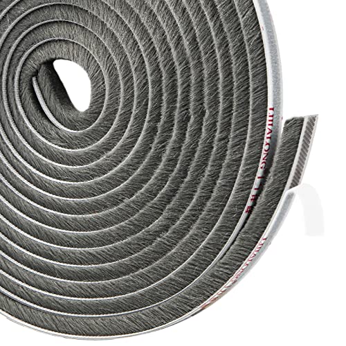 Selbstklebend Bürstendichtung, Yotache Bürstenleiste Dichtungsband Winddicht Staubdicht, Verwendet in Fenstern Schiebetüren und Garderoben 4,9m(L) x 9mm (B) x 5mm (T) Reduziert Lärm Grau Cover