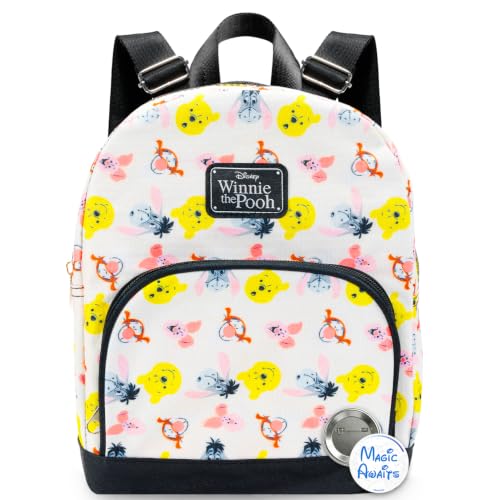 Mini mochila Disney Ursinho Pooh – Mochila Disney Pooh de 25,4 cm com bolso frontal | Mulheres, adolescentes e crianças