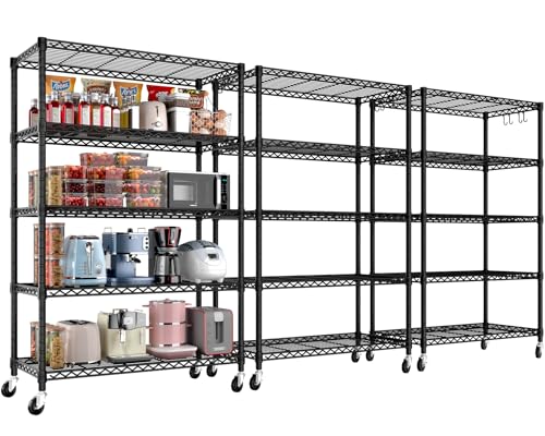 Image of PrimeZone 36 inchW x 16 inchD x 79 inchH Wire Shelving with Wheels, 5-tier Metal Shelf