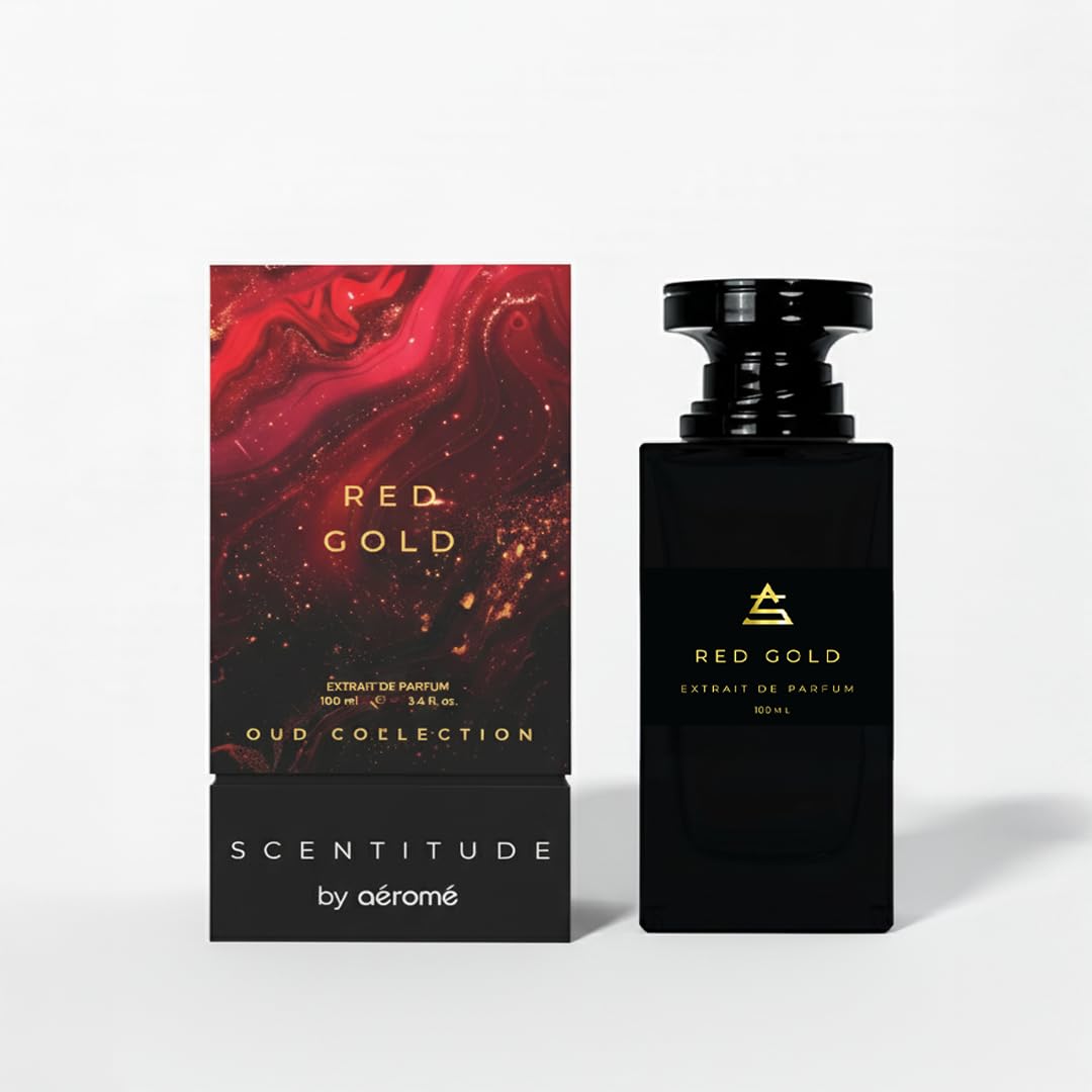 Scentitude RED GOLD Extrait de Parfum – Long-Lasting Luxury Perfume for Men & Women | | Unisex | Oud, Apple, Saffron, Rose, Amber | Premium High-Concentration Fragrance (100ml)