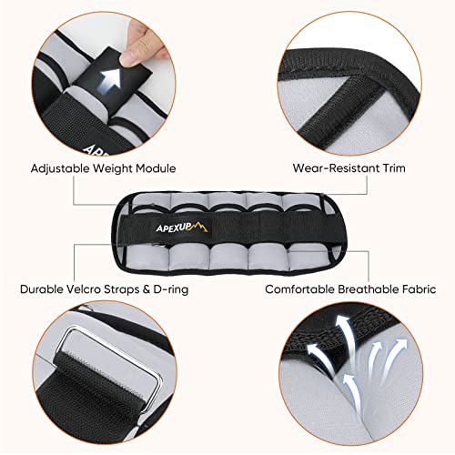 Apexup Adjustable Ankle Weights For Women And Men, Modularized Leg Weight Straps For Yoga, Walking, Running, Aerobics, Gym (2–10Lbs, Grey) #TOP3