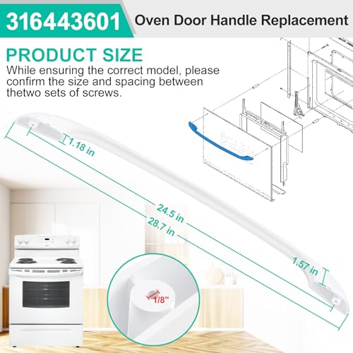 Upgraded 316443601 Oven Door Handle Replacement w/ 2Pcs 316433300 Screws Compatible with Frigi-daire Ken-More Elec-trolux Electric Range Oven Stove, Replaces AP3906094, PS1147400 Door Handle, White by Luckman - Image 2