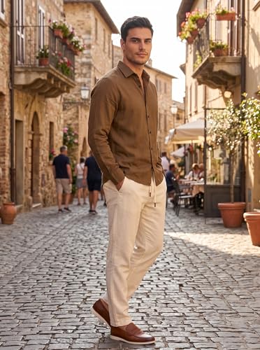 Image of Men's Cotton Blend Solid Casual Shirt Regular Fit Full Sleeve Shirt for Men Plain Formal & Casual Wear Collared Button Down Shirt