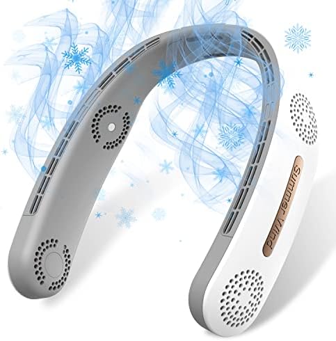 MSEVC 4 Turbo 6000mAh Portable Neck Fan 360°Cooling Airflow Bladeless USB Rechargeable with 3 Speeds Adjustment Wearable Personal Fan for Outdoor Travel Indoor - White