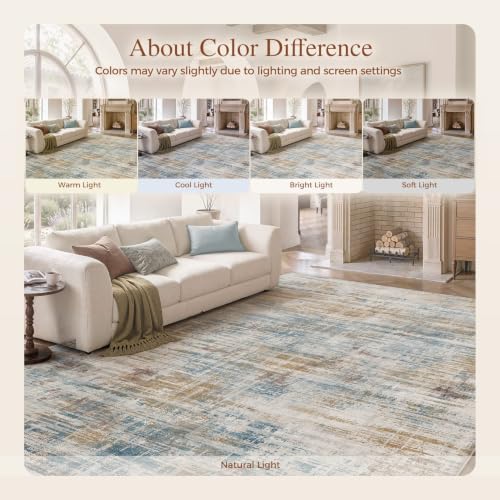 Uermei 9x12 Area Rug for Living Room Washable Abstract Blue Brown Carpet by UERMEI - Used condition - Image 7