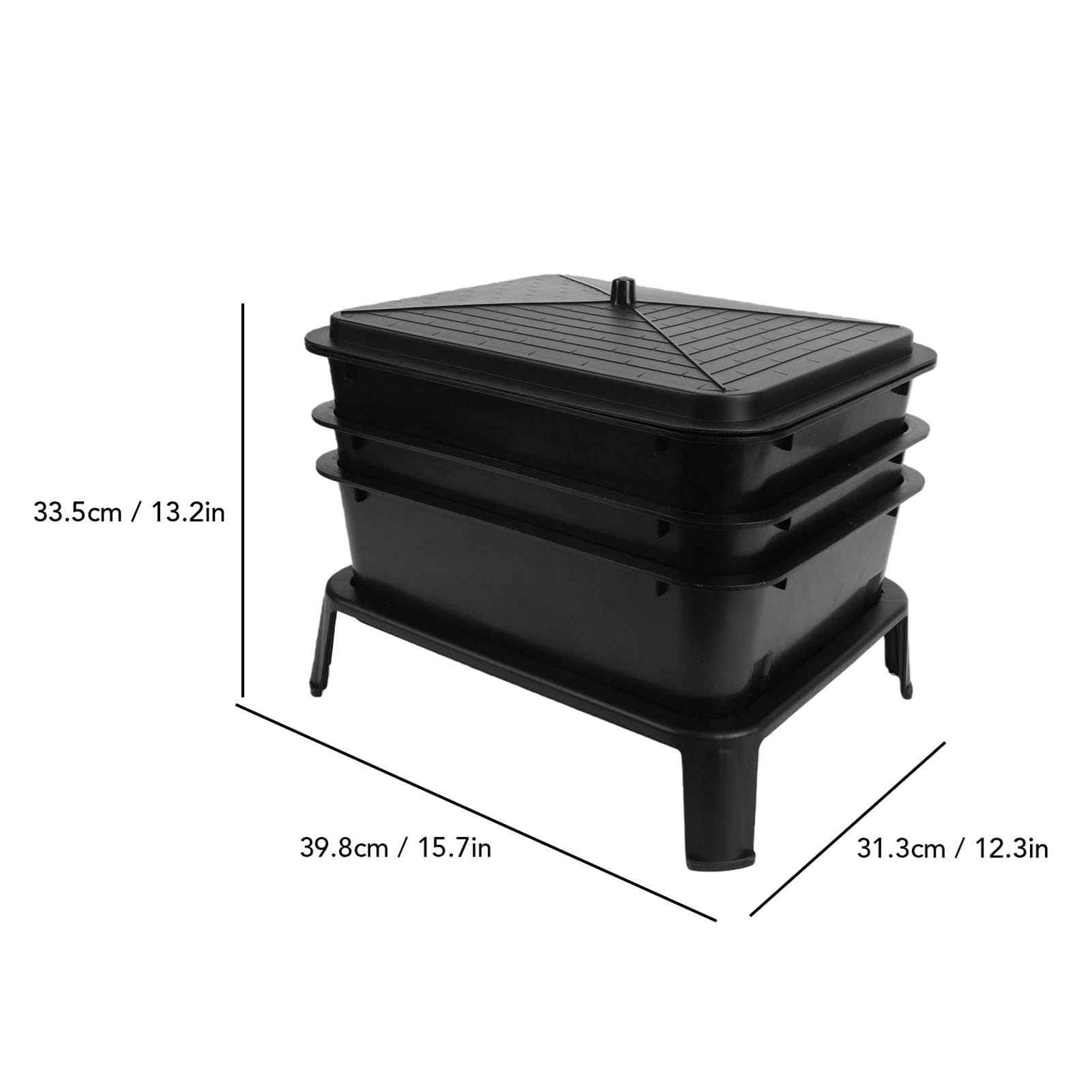 RIZGHWOY Contenedor de Compostaje de Lombrices de Tierra, Contenedor de Granja de Vermicompostador de 3 Capas de Gran Capacidad, Compostaje Interior y Exterior para Residuos de Alimentos