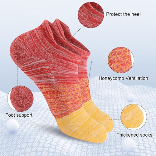 Image of Women's Short Athletic Socks - 6 Pairs Hiking Marathon Socks, Breathable, Non-Slip, Comfortable, Running, Marathon